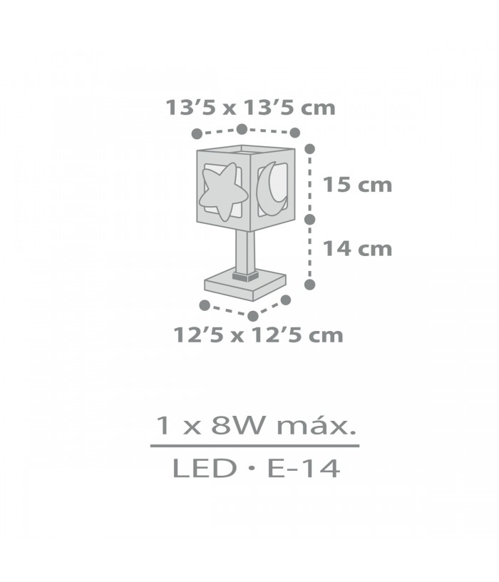 Lámpara de mesa infantil Moonlight Luna y Estrellas gris