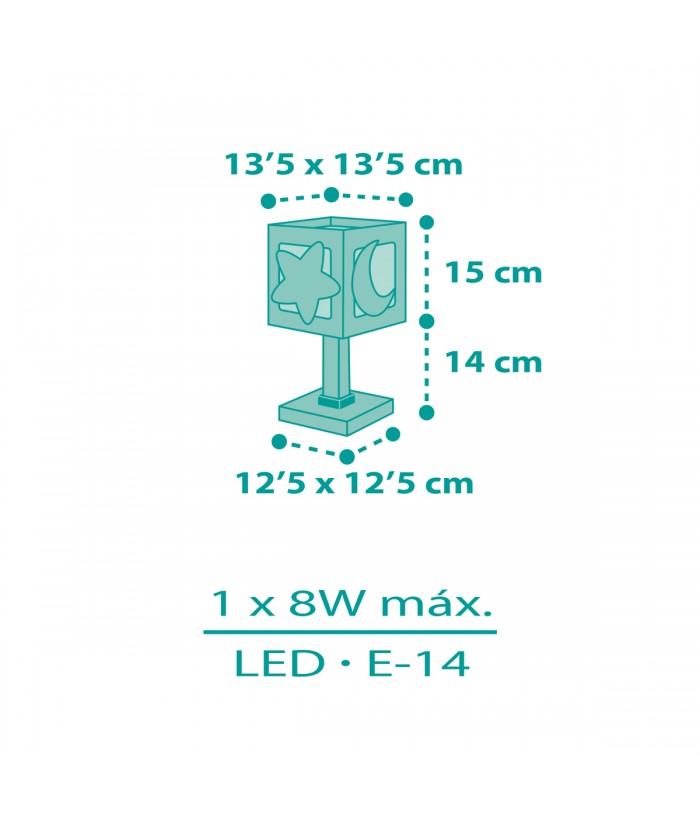 Lampe de chevet pour enfants Moonlight lune et étoiles vert