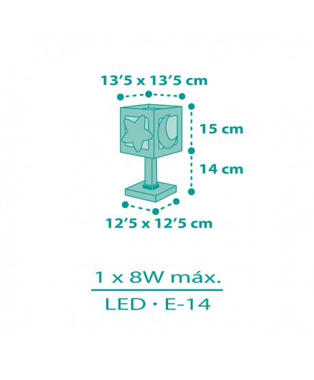 Lampe de chevet pour enfants Moonlight lune et étoiles vert