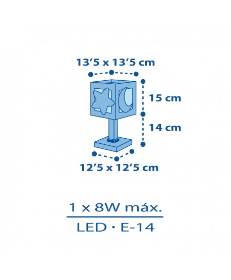 Lámpara de mesita infantil Moonlight Luna y Estrellas azul