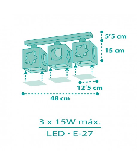 3 light Kids ceiling lamp Moonlight green