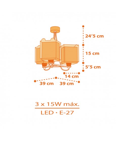 Lámpara de techo 3 luces infantil Little Tiger Pequeño Tigre