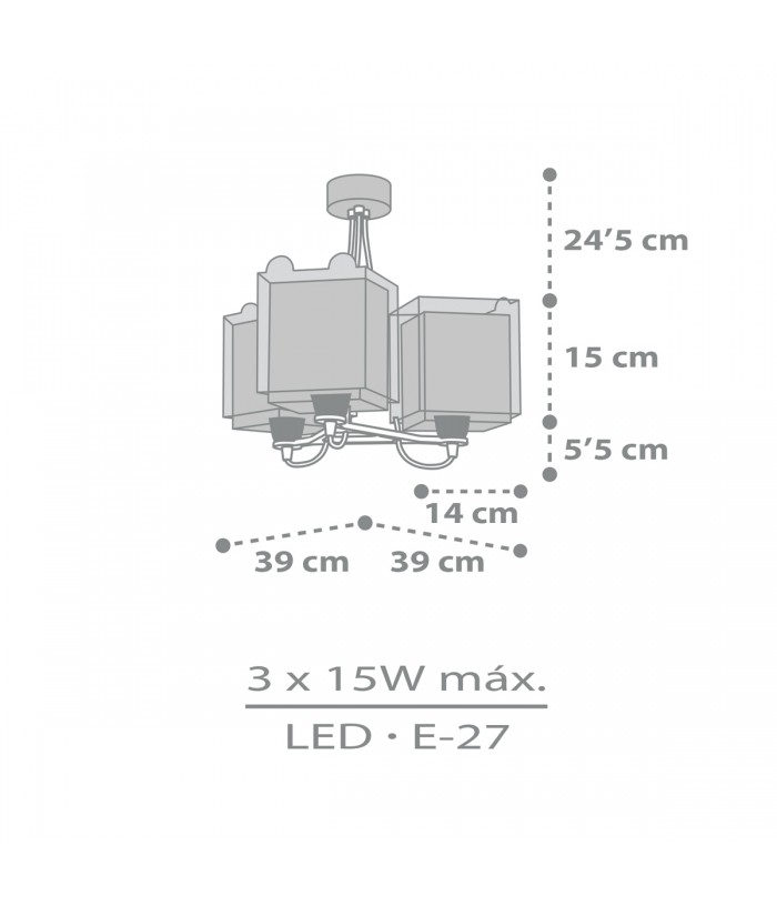 Lampada a sospensione per bambini 3 luci Little Teddy Piccolo Orso