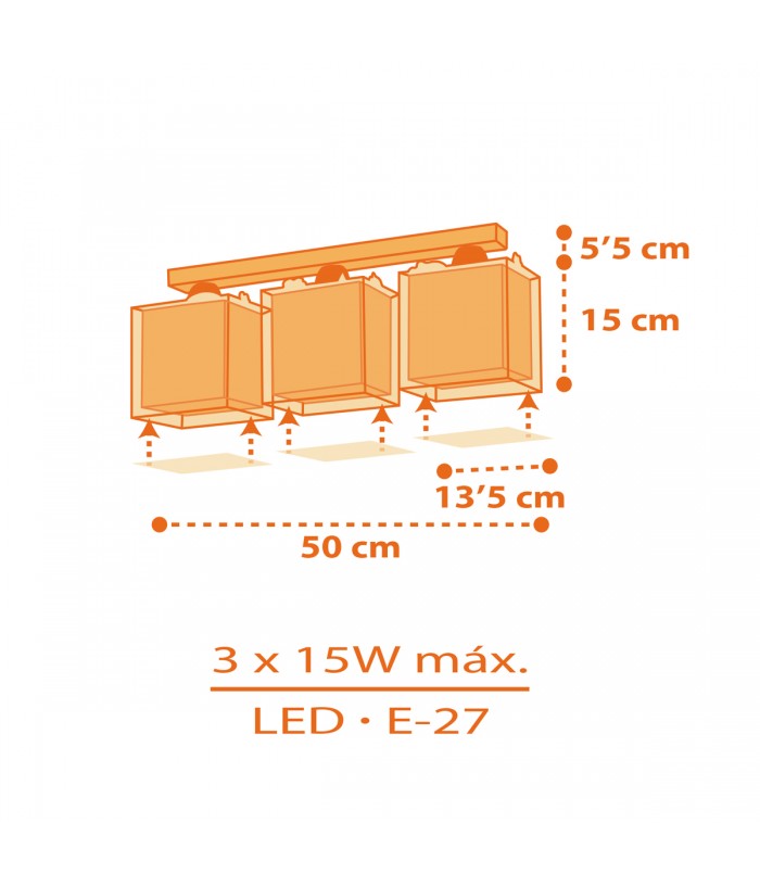 Plafón de techo 3 luces infantil Dinos Dinosaurios