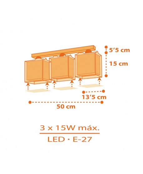 Plafón de techo 3 luces infantil Dinos Dinosaurios