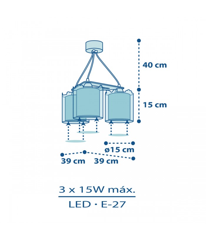 Lámpara de techo 3 luces infantil My Little Jungle Animeles Jungla