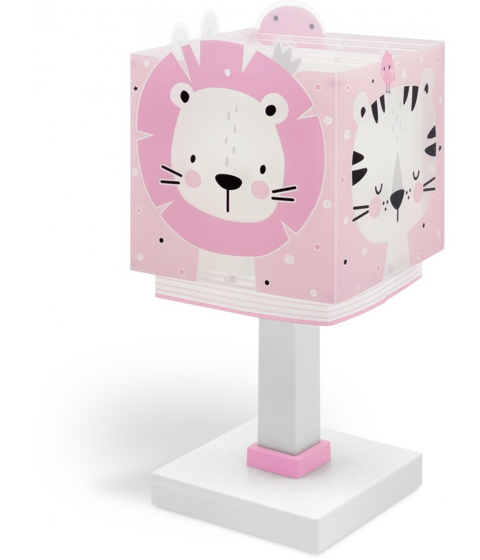 Candeeiro infantil de mesa Baby Jungle animais jungla rosa