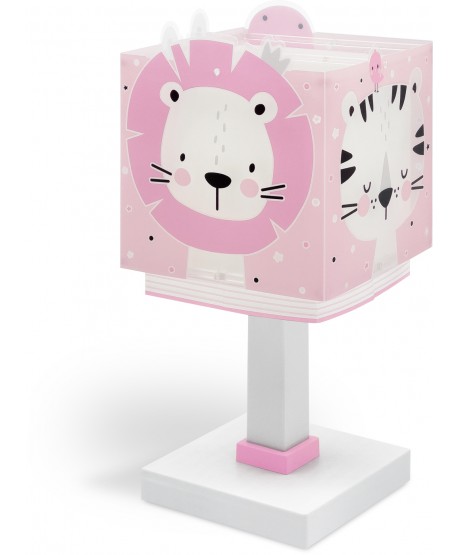 Candeeiro infantil de mesa Baby Jungle animais jungla rosa