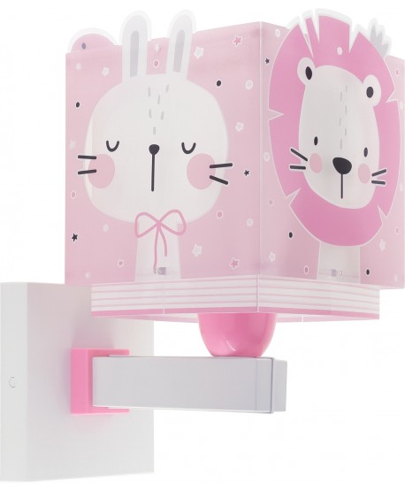 Aplique de pared infantil Baby Jungle animales bosque rosa