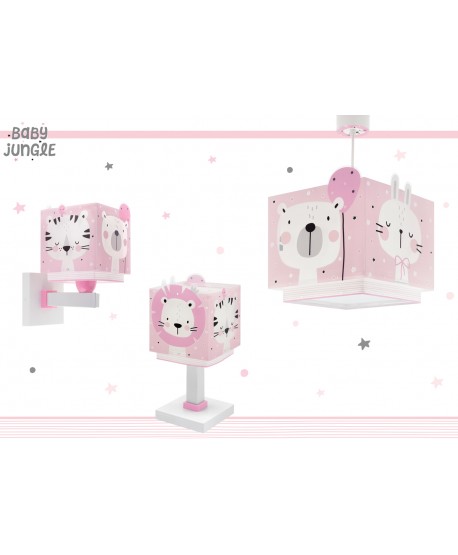 Aplique de pared infantil Baby Jungle animales bosque rosa