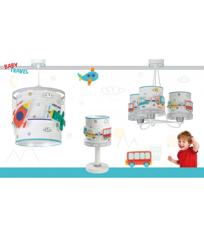 Lámpara de techo 3 luces infantil Baby Travel aviones y coches