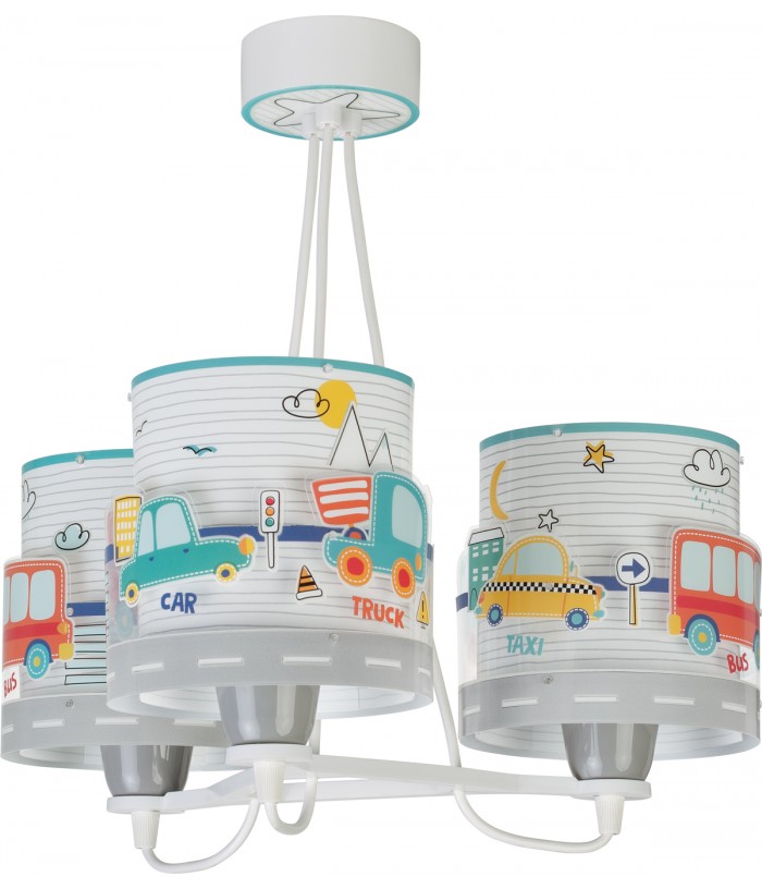 Lámpara de techo 3 luces infantil Baby Travel aviones y coches