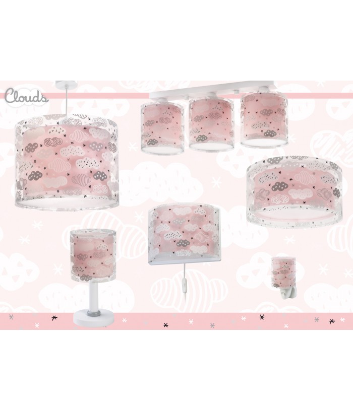 Candeeiro infantil de mesa Clouds Nuvens rosa