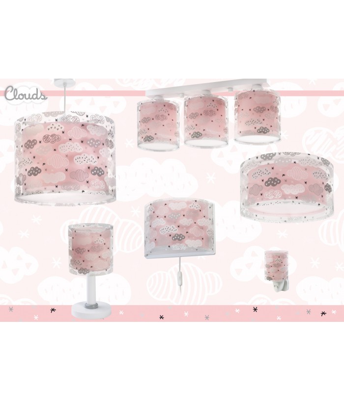 Lampe de chevet pour enfants Clouds Nuages rose