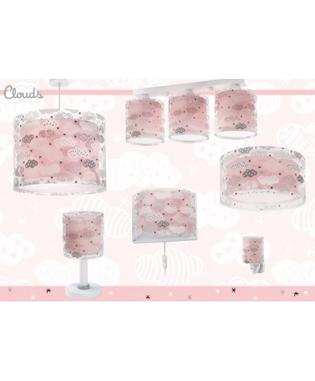 Lampe de chevet pour enfants Clouds Nuages rose