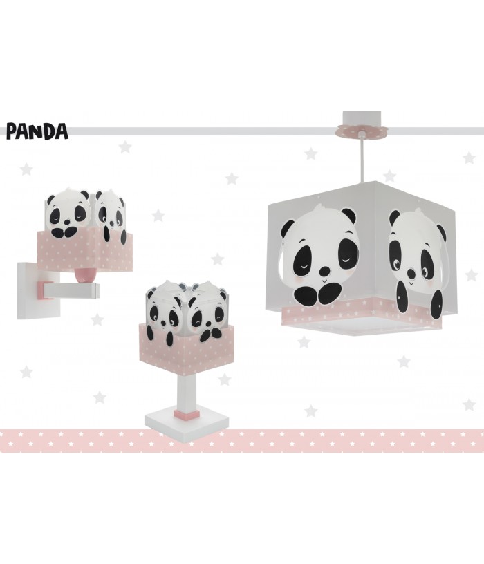 Lampada da comodino per bambini Panda rosa