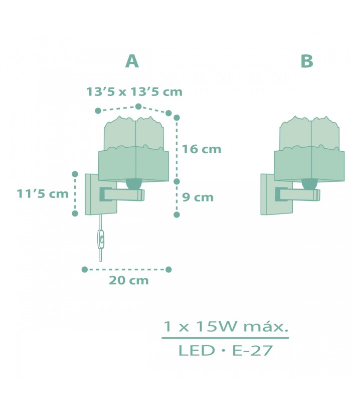 Aplique de pared infantil Panda verde