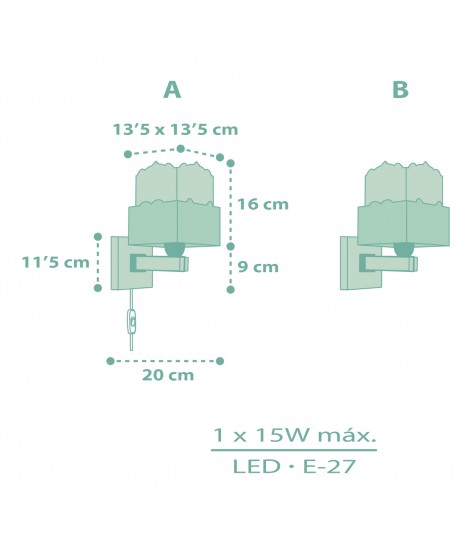 Aplique de pared infantil Panda verde