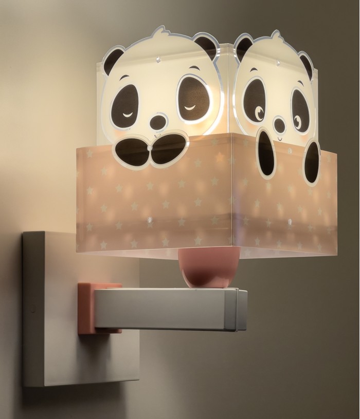 Aplique de pared infantil Panda rosa