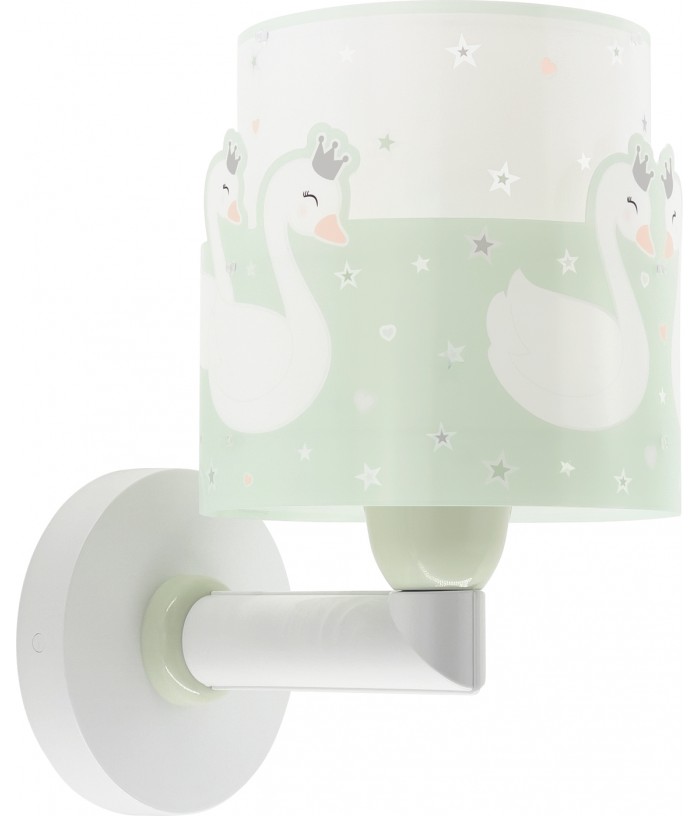 Aplique de pared infantil Sweet Love Cisnes Verde