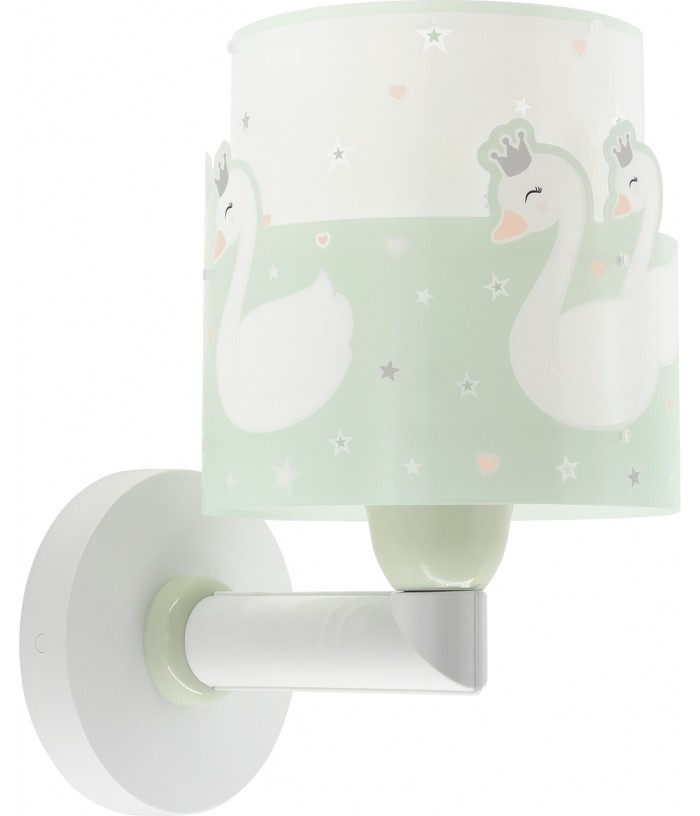 Aplique de pared infantil Sweet Love Cisnes Verde