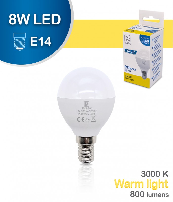 Lampada LED E14 8W 3000k Quente