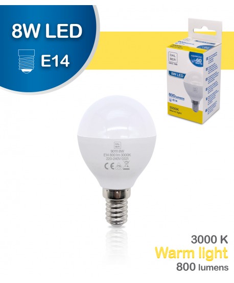 Bombilla LED E14 8W 3000k Cálida