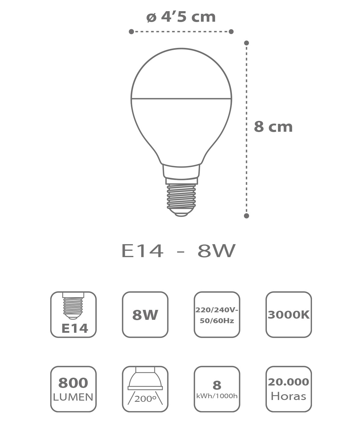 Lampadina LED E14 8W