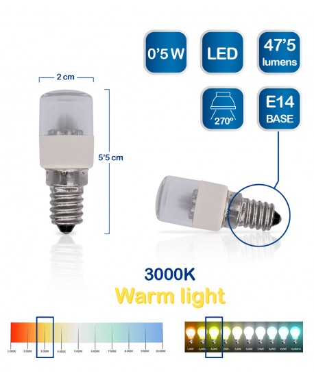 Lâmpada LED E14 0,5W 2800k Quente - Luz Noturna / Guia