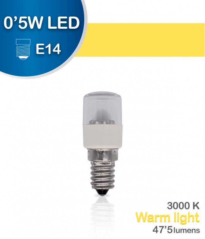 Bombilla LED E14 0,5W 2800k Cálida - Luz Noche / Guía