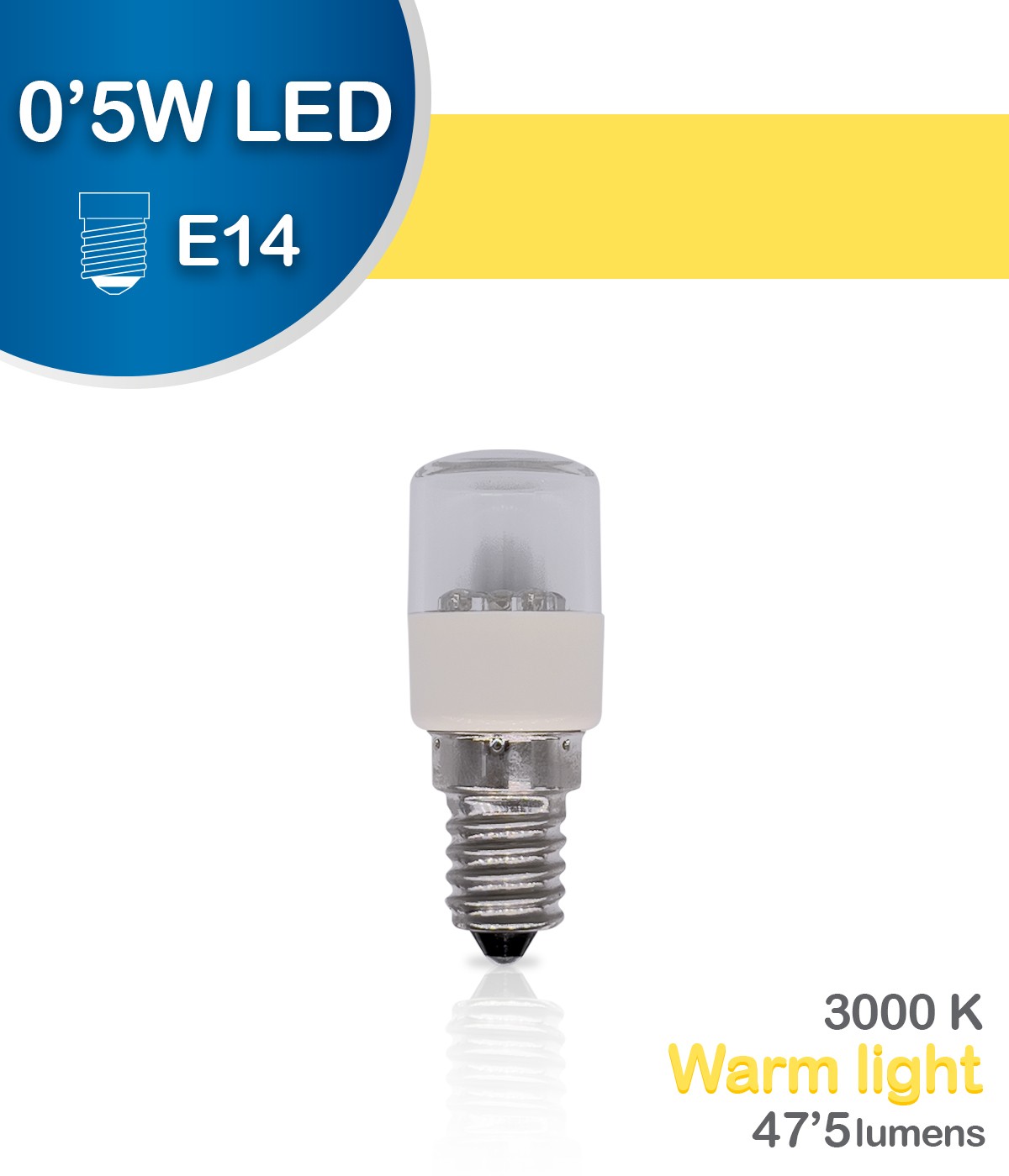 Lampada LED E14 0,5W 2800k Quente - Luz Noturna / Guia