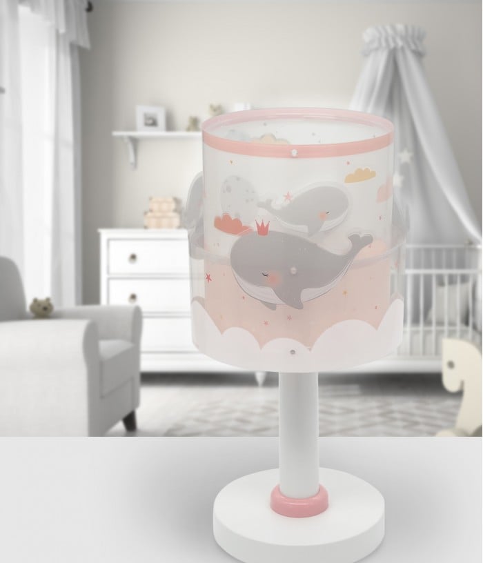 Children's table lamp Whale Dreams pink