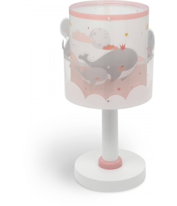 Candeeiro de mesa infantil Whale Dreams Baleia rosa