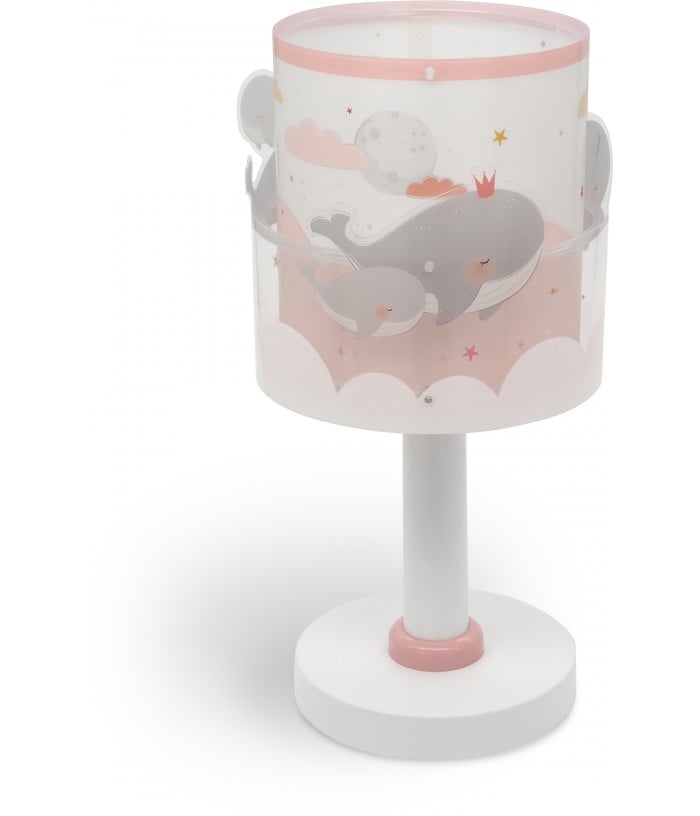 Lampe de chevet pour enfant Whale Dreams Baleine rose