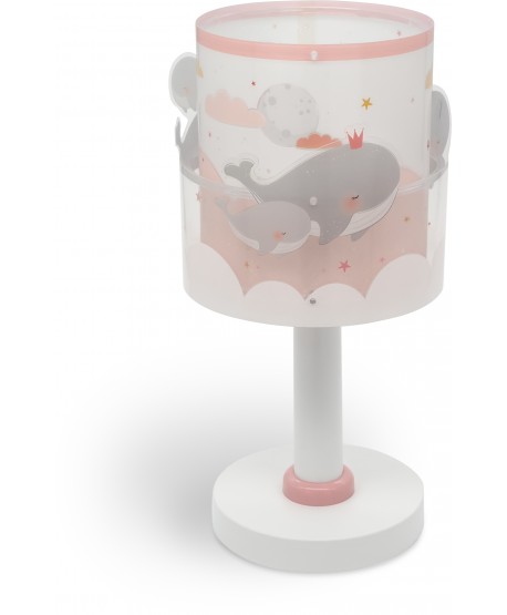 Candeeiro de mesa infantil Whale Dreams Baleia rosa