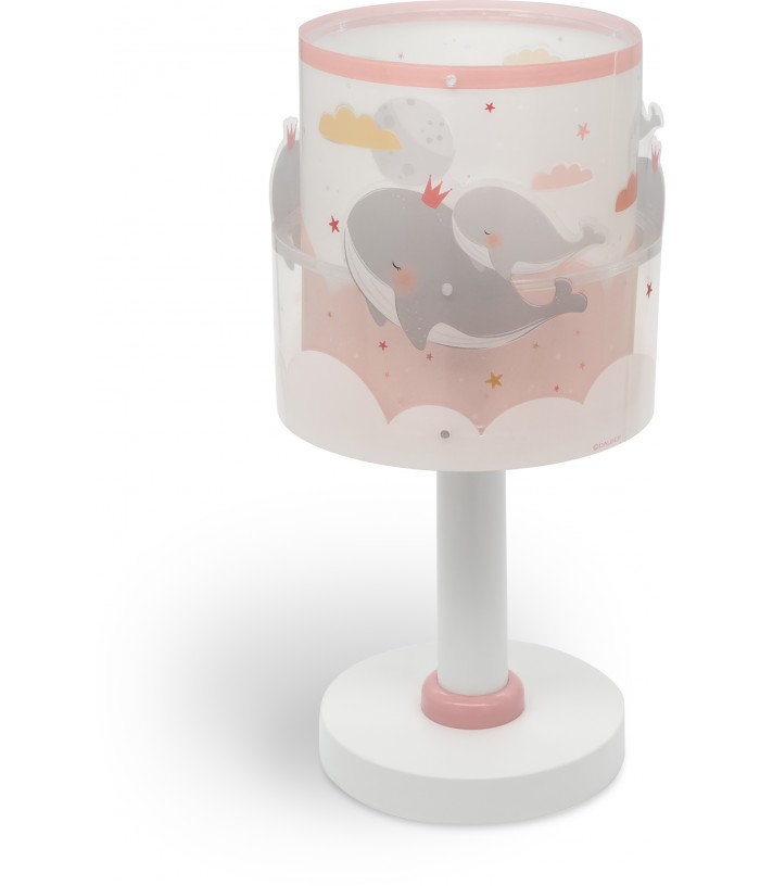 Candeeiro de mesa infantil Whale Dreams Baleia rosa