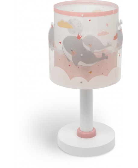 Candeeiro de mesa infantil Whale Dreams Baleia rosa