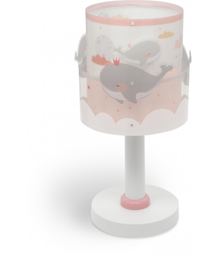 Candeeiro de mesa infantil Whale Dreams Baleia rosa