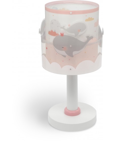 Candeeiro de mesa infantil Whale Dreams Baleia rosa