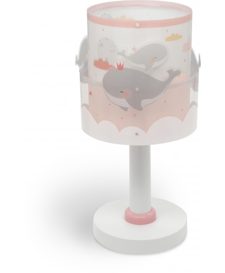 Lampe de chevet pour enfant Whale Dreams Baleine rose