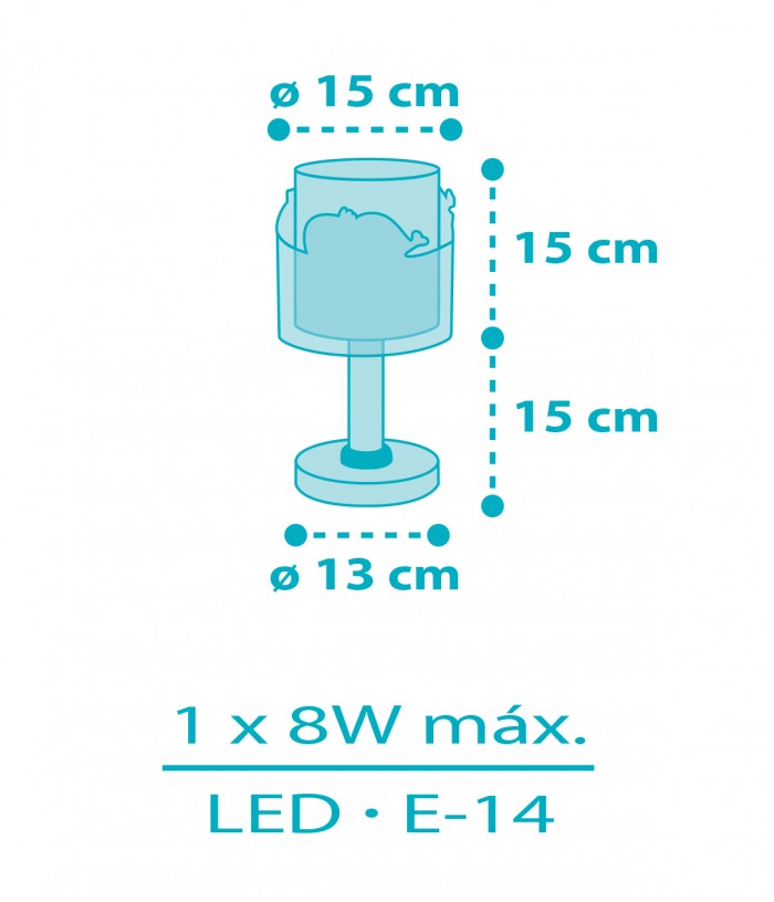 Lámpara de mesa infantil Whale Dreams Ballenas azul