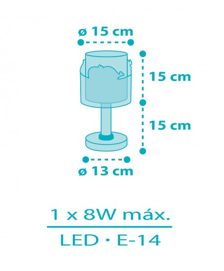 Lámpara de mesa infantil Whale Dreams Ballenas azul
