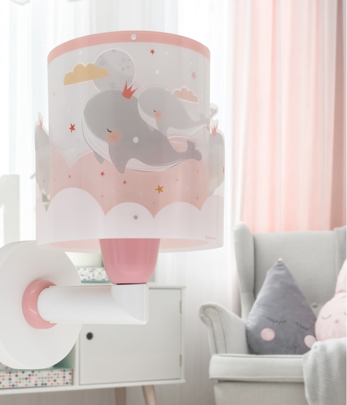 Aplique de pared infantil Whale Dreams Ballenas rosa