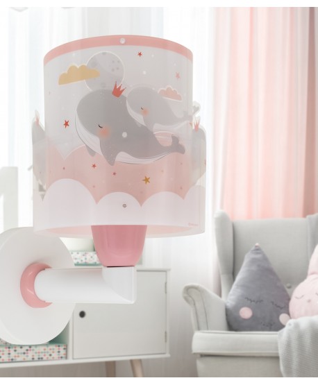 Aplique de pared infantil Whale Dreams Ballenas rosa