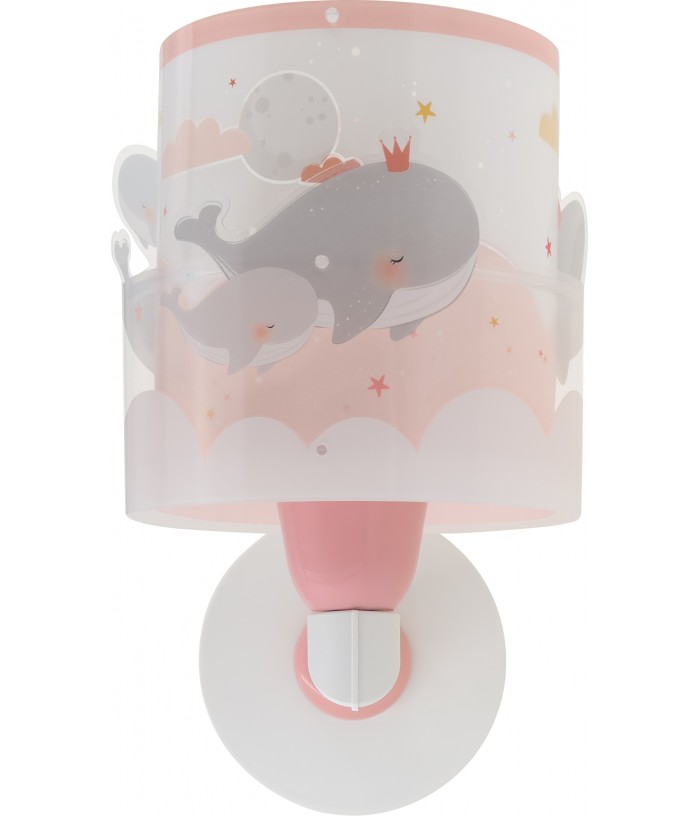 Aplique de pared infantil Whale Dreams Ballenas rosa