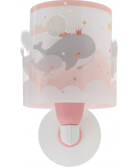 Aplique de pared infantil Whale Dreams Ballenas rosa