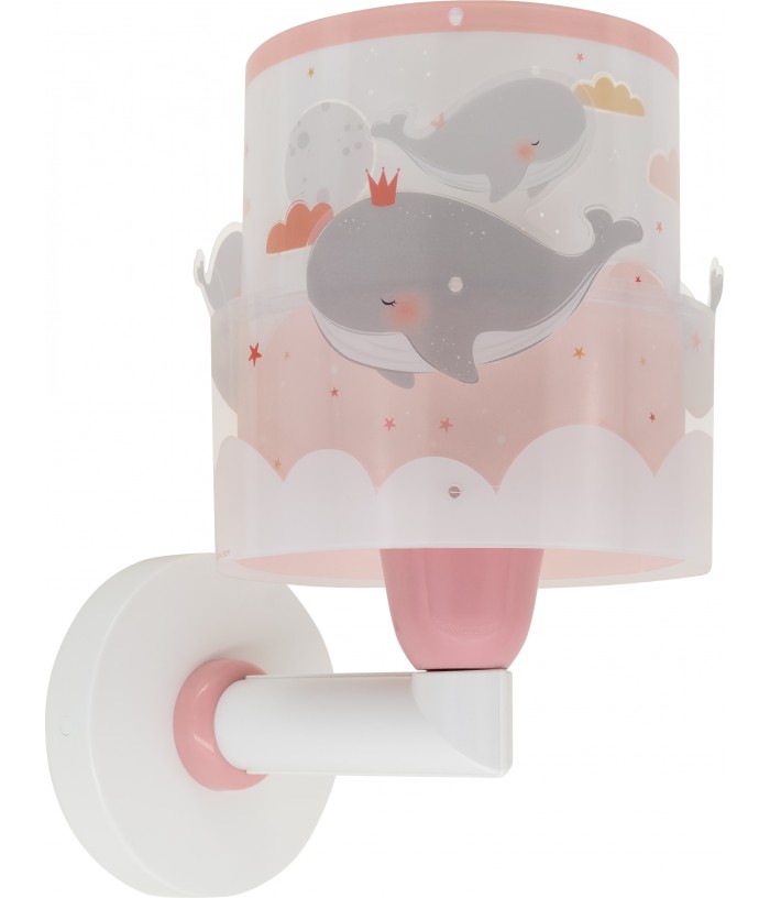 Aplique de pared infantil Whale Dreams Ballenas rosa