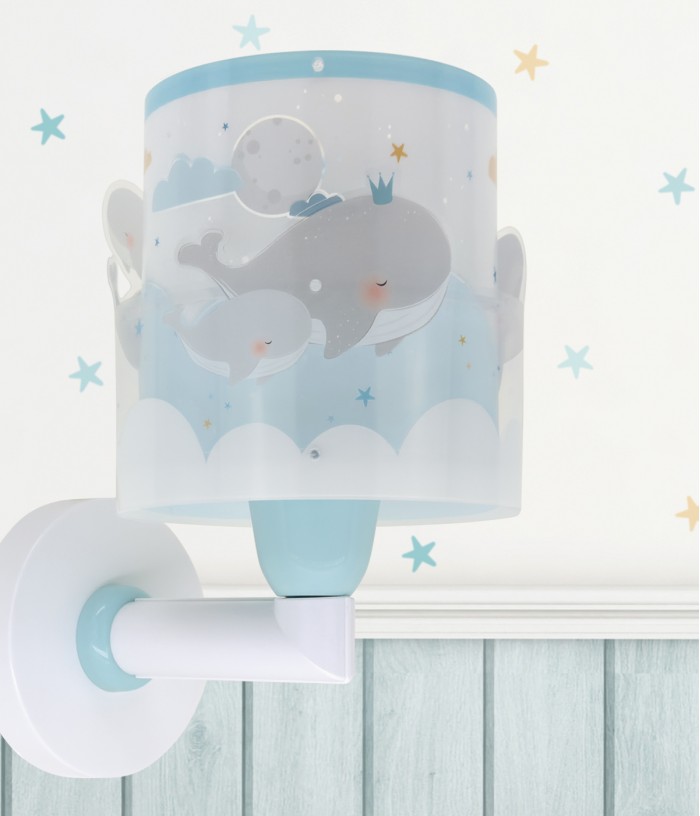 Candeeiro de parede infantil Whale Dreams Baleia azul