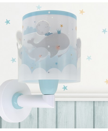 Candeeiro de parede infantil Whale Dreams Baleia azul