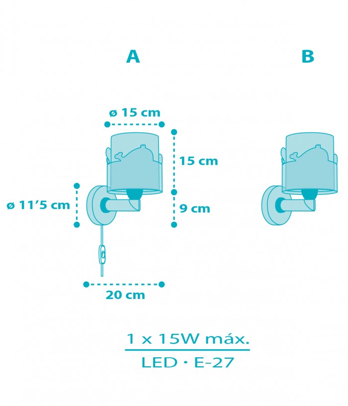 Candeeiro de parede infantil Whale Dreams Baleia azul